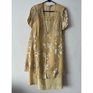⭐️ Braville femme Metallic Silver Floral Printed Dress + Outer Layer Set